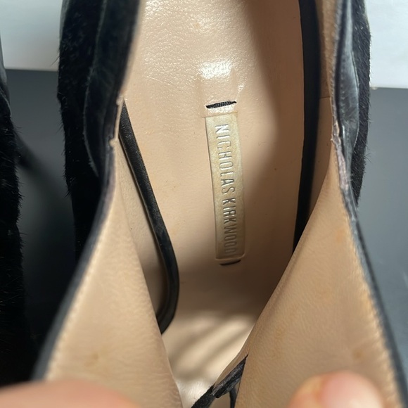 Nicholas Kirkwood Pony Hair Leather Platform Heel Black Lace Up Open Toe 7.5 - Picture 8 of 16
